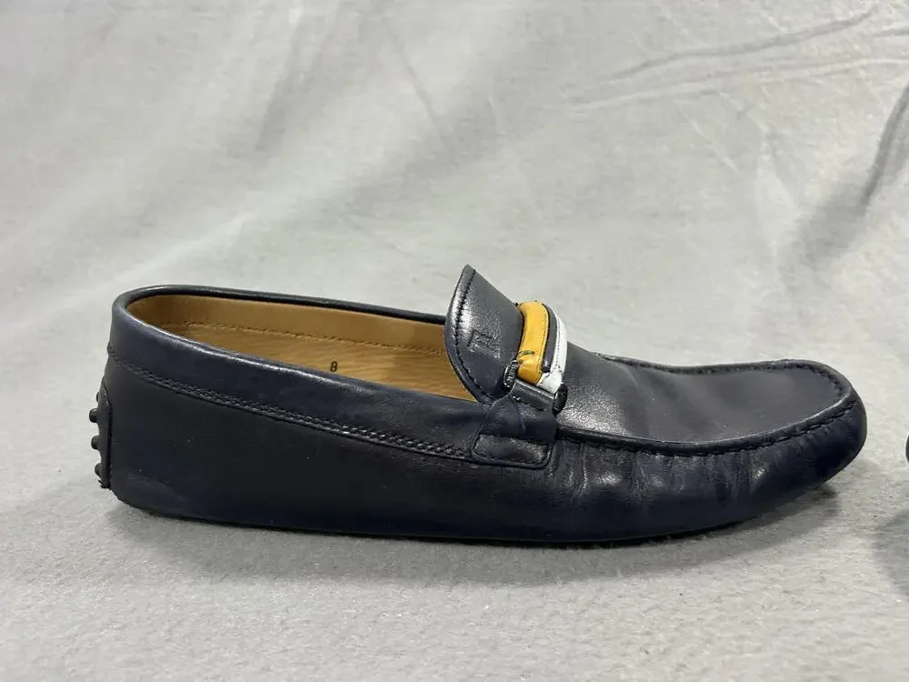Tod's Shoes Mens Size 8 Blue Leather Driving Loafers Gommino Italy Slip On
